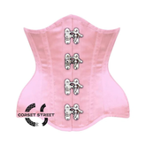 Baby Pink Satin Burlesque Gothic Front Clasps Waist Training Underbust Corset
